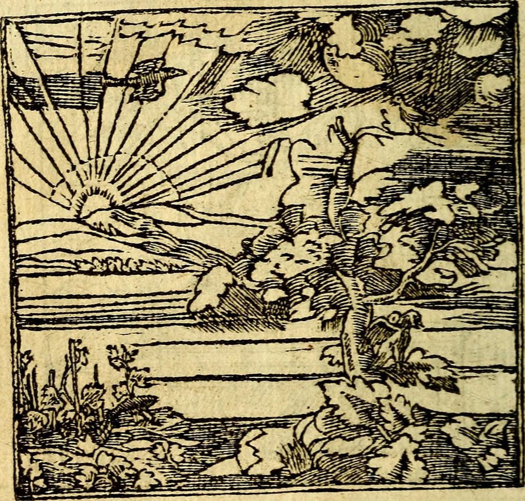 An illustration from Omnia D. And. Alciati Emblemata : ad qvae singula praeter concinnas acutásque inscriptiones, lepidas & expressas imagines, ac caetera omnia, quae prioribus nostris editionibus cùm ad eorum distinctionem, tum ad ornatum & correctionem adhibita continebantur, : nunc primùm perelegantia persubtiliaq́ [ue], 1564, leaf 111