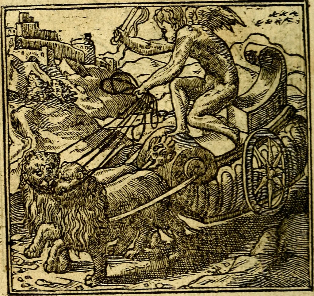 An illustration from Omnia D. And. Alciati Emblemata : ad qvae singula praeter concinnas acutásque inscriptiones, lepidas & expressas imagines, ac caetera omnia, quae prioribus nostris editionibus cùm ad eorum distinctionem, tum ad ornatum & correctionem adhibita continebantur, : nunc primùm perelegantia persubtiliaq́ [ue], 1564, leaf 117