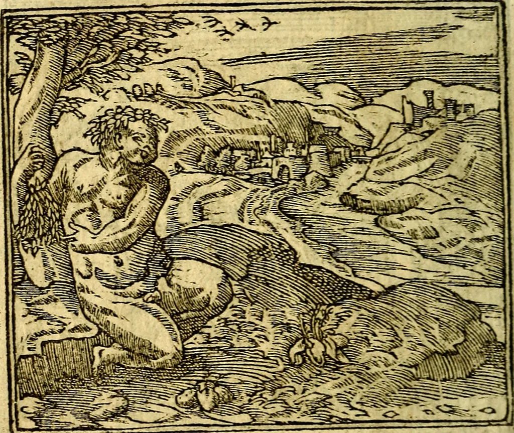 An illustration from Omnia D. And. Alciati Emblemata : ad qvae singula praeter concinnas acutásque inscriptiones, lepidas & expressas imagines, ac caetera omnia, quae prioribus nostris editionibus cùm ad eorum distinctionem, tum ad ornatum & correctionem adhibita continebantur, : nunc primùm perelegantia persubtiliaq́ [ue], 1564, leaf 121