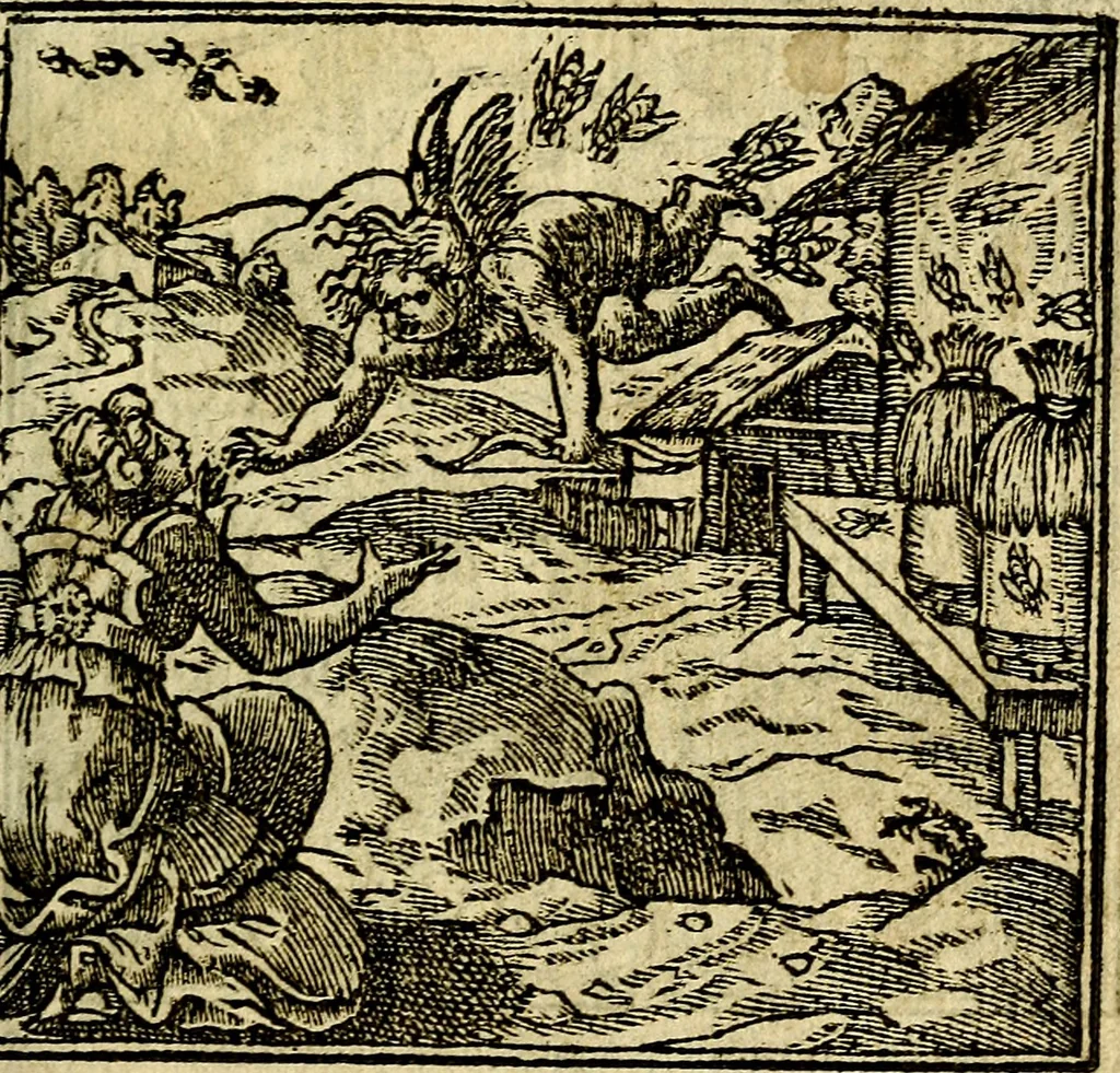 An illustration from Omnia D. And. Alciati Emblemata : ad qvae singula praeter concinnas acutásque inscriptiones, lepidas & expressas imagines, ac caetera omnia, quae prioribus nostris editionibus cùm ad eorum distinctionem, tum ad ornatum & correctionem adhibita continebantur, : nunc primùm perelegantia persubtiliaq́ [ue], 1564, leaf 124
