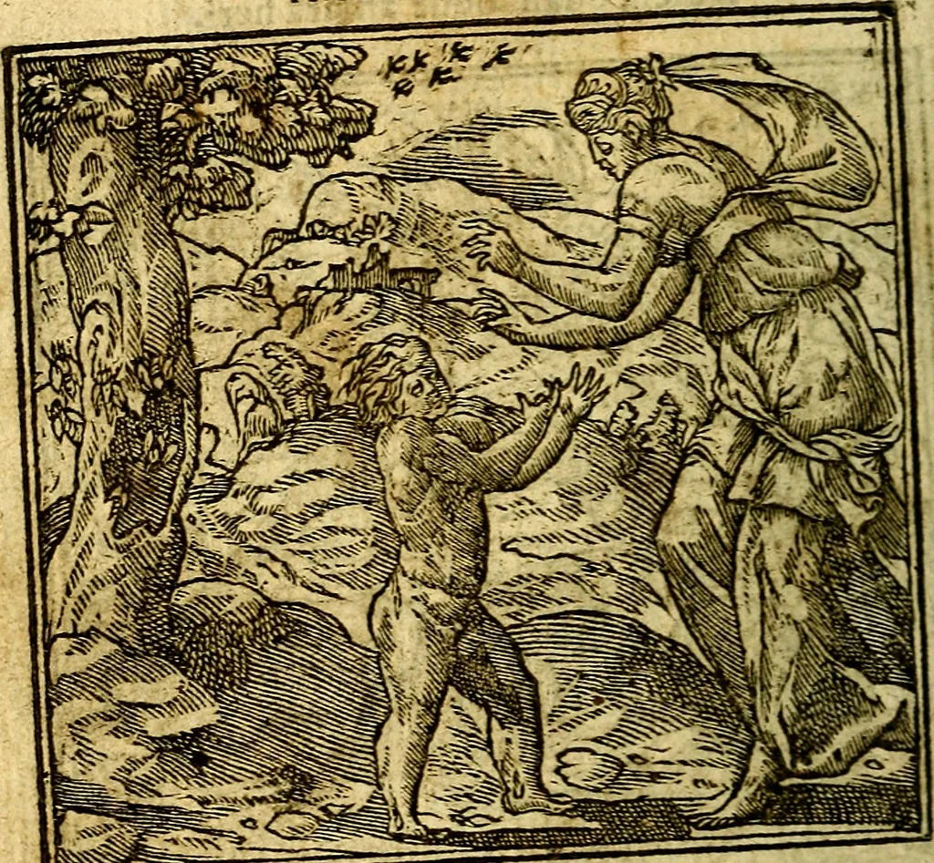 An illustration from Omnia D. And. Alciati Emblemata : ad qvae singula praeter concinnas acutásque inscriptiones, lepidas & expressas imagines, ac caetera omnia, quae prioribus nostris editionibus cùm ad eorum distinctionem, tum ad ornatum & correctionem adhibita continebantur, : nunc primùm perelegantia persubtiliaq́ [ue], 1564, leaf 125