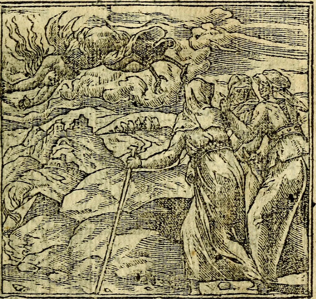An illustration from Omnia D. And. Alciati Emblemata : ad qvae singula praeter concinnas acutásque inscriptiones, lepidas & expressas imagines, ac caetera omnia, quae prioribus nostris editionibus cùm ad eorum distinctionem, tum ad ornatum & correctionem adhibita continebantur, : nunc primùm perelegantia persubtiliaq́ [ue], 1564, leaf 148