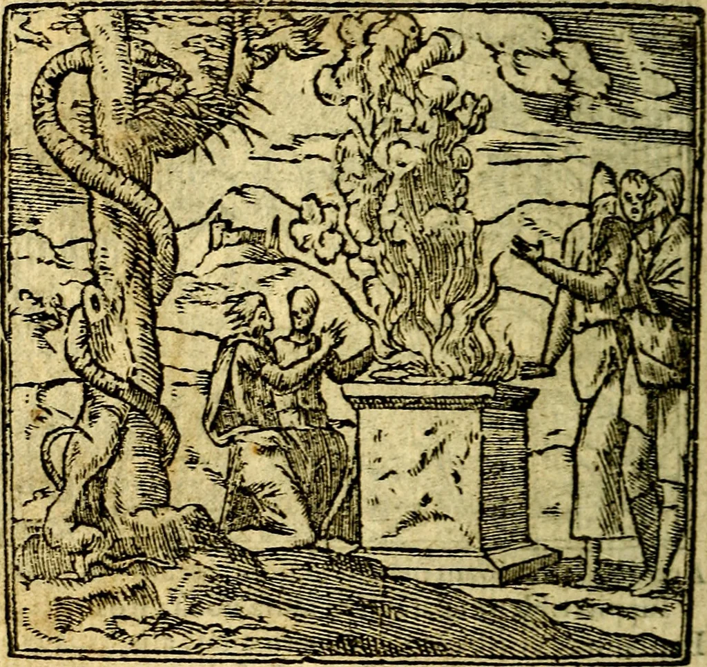 An illustration from Omnia D. And. Alciati Emblemata : ad qvae singula praeter concinnas acutásque inscriptiones, lepidas & expressas imagines, ac caetera omnia, quae prioribus nostris editionibus cùm ad eorum distinctionem, tum ad ornatum & correctionem adhibita continebantur, : nunc primùm perelegantia persubtiliaq́ [ue], 1564, leaf 149