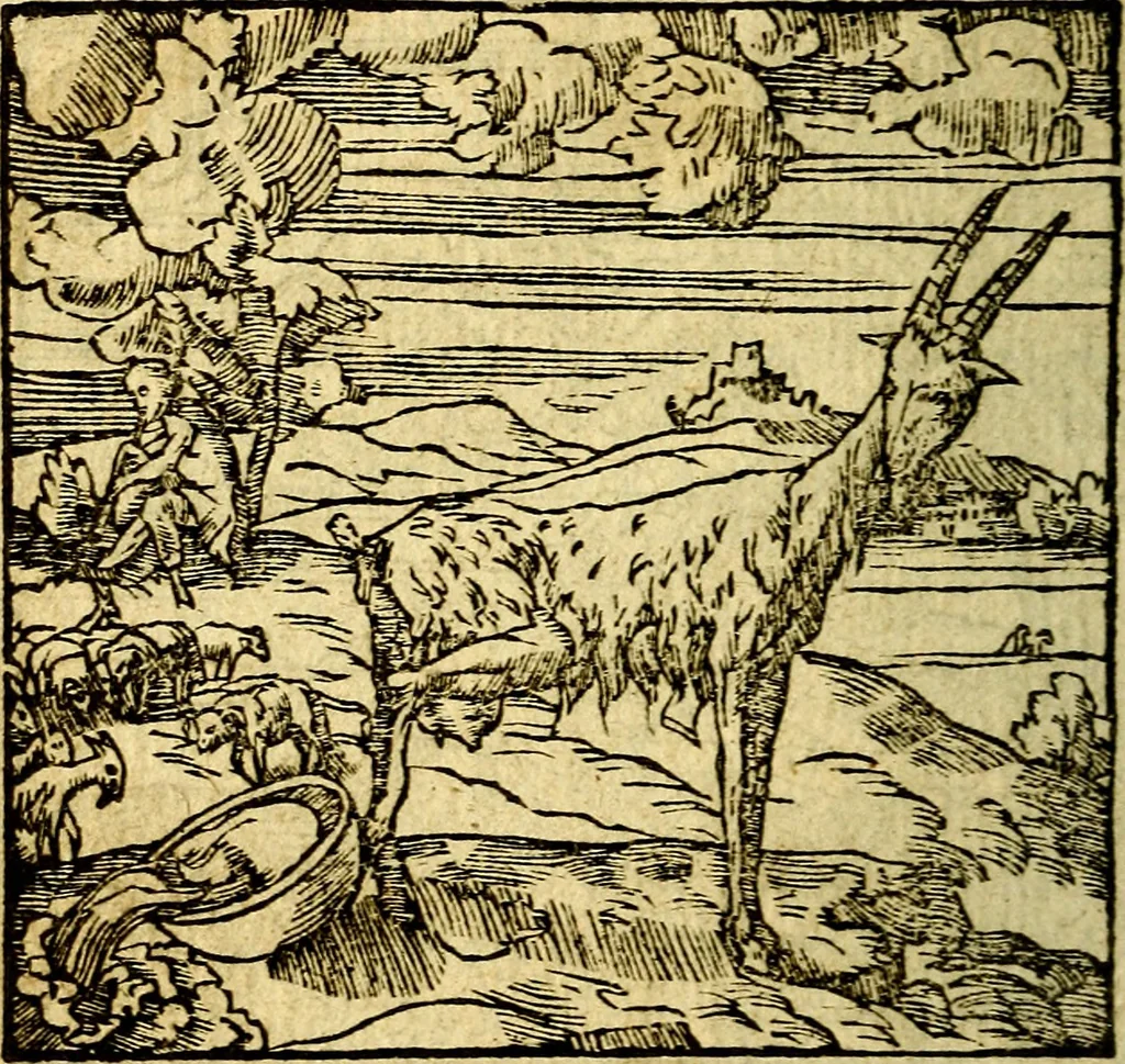 An illustration from Omnia D. And. Alciati Emblemata : ad qvae singula praeter concinnas acutásque inscriptiones, lepidas & expressas imagines, ac caetera omnia, quae prioribus nostris editionibus cùm ad eorum distinctionem, tum ad ornatum & correctionem adhibita continebantur, : nunc primùm perelegantia persubtiliaq́ [ue], 1564, leaf 161