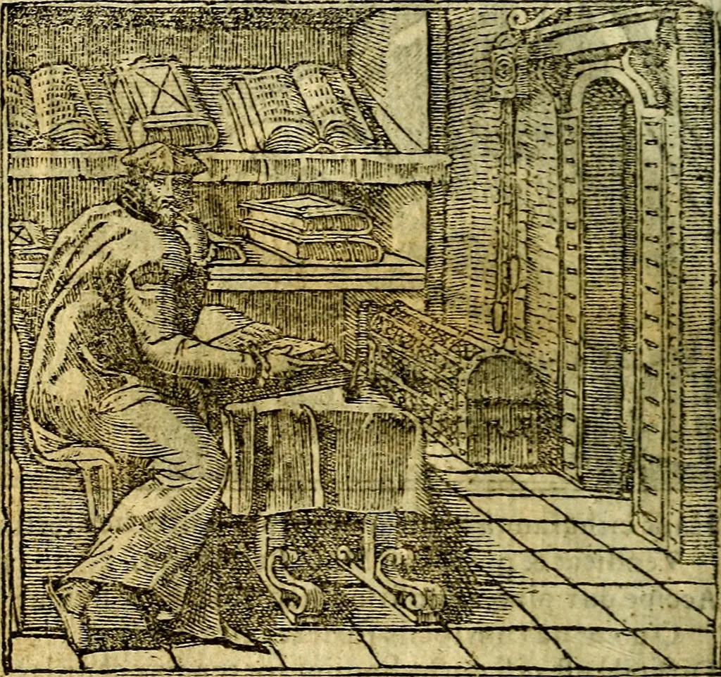 An illustration from Omnia D. And. Alciati Emblemata : ad qvae singula praeter concinnas acutásque inscriptiones, lepidas & expressas imagines, ac caetera omnia, quae prioribus nostris editionibus cùm ad eorum distinctionem, tum ad ornatum & correctionem adhibita continebantur, : nunc primùm perelegantia persubtiliaq́ [ue], 1564, leaf 17