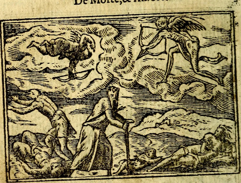 An illustration from Omnia D. And. Alciati Emblemata : ad qvae singula praeter concinnas acutásque inscriptiones, lepidas & expressas imagines, ac caetera omnia, quae prioribus nostris editionibus cùm ad eorum distinctionem, tum ad ornatum & correctionem adhibita continebantur, : nunc primùm perelegantia persubtiliaq́ [ue], 1564, leaf 177