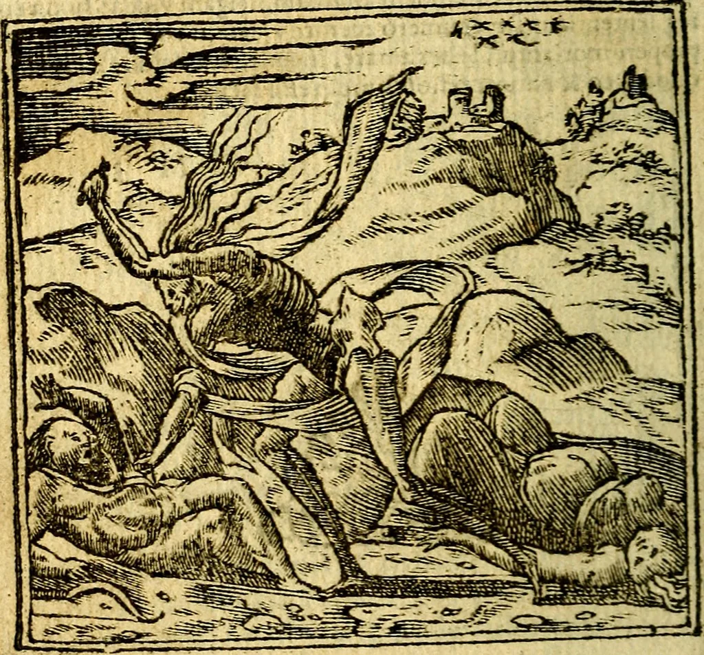 An illustration from Omnia D. And. Alciati Emblemata : ad qvae singula praeter concinnas acutásque inscriptiones, lepidas & expressas imagines, ac caetera omnia, quae prioribus nostris editionibus cùm ad eorum distinctionem, tum ad ornatum & correctionem adhibita continebantur, : nunc primùm perelegantia persubtiliaq́ [ue], 1564, leaf 179