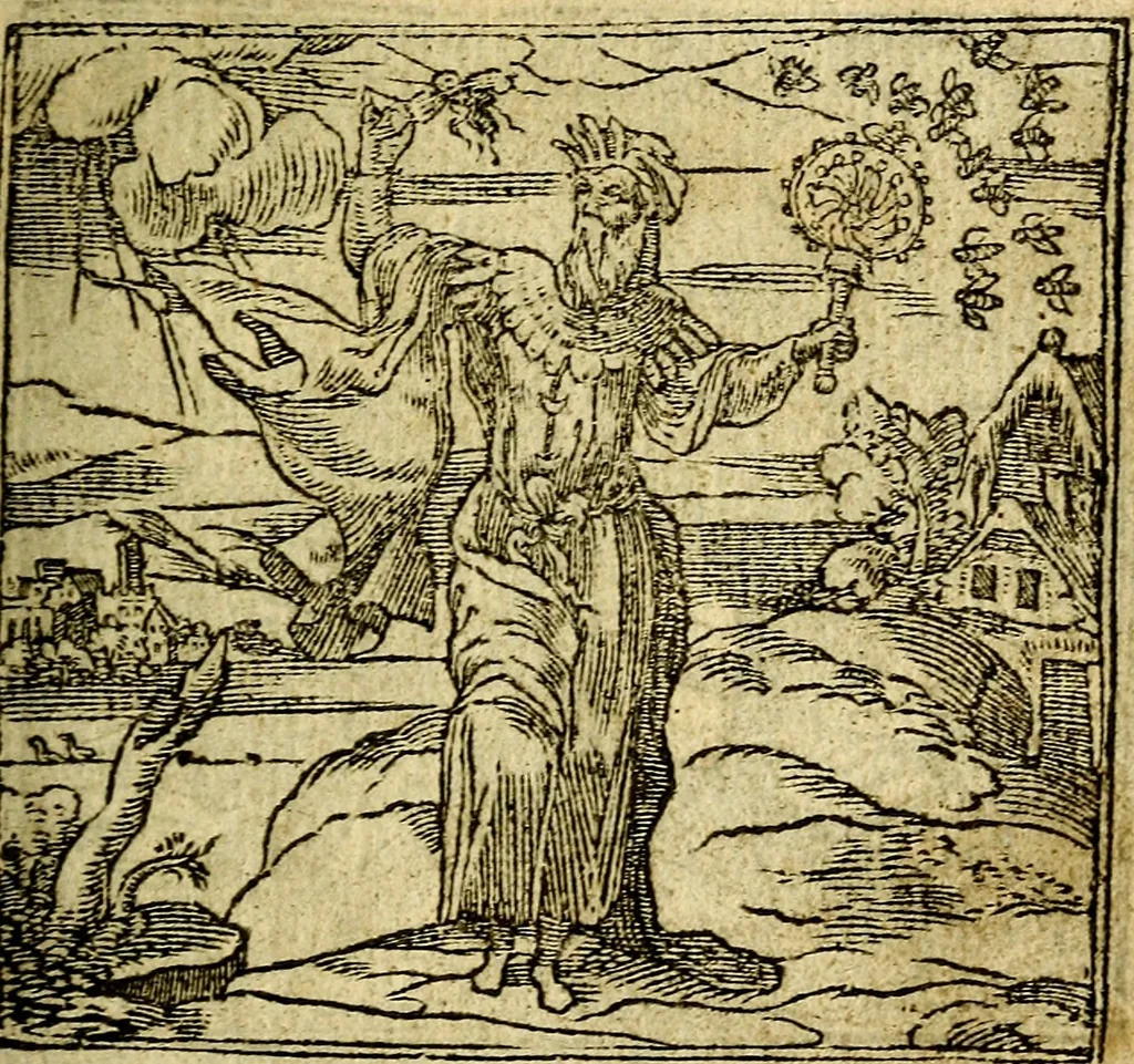An illustration from Omnia D. And. Alciati Emblemata : ad qvae singula praeter concinnas acutásque inscriptiones, lepidas & expressas imagines, ac caetera omnia, quae prioribus nostris editionibus cùm ad eorum distinctionem, tum ad ornatum & correctionem adhibita continebantur, : nunc primùm perelegantia persubtiliaq́ [ue], 1564, leaf 188