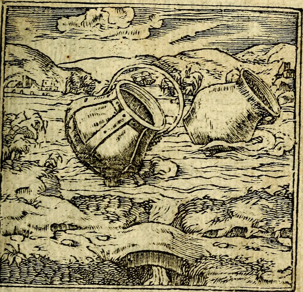 An illustration from Omnia D. And. Alciati Emblemata : ad qvae singula praeter concinnas acutásque inscriptiones, lepidas & expressas imagines, ac caetera omnia, quae prioribus nostris editionibus cùm ad eorum distinctionem, tum ad ornatum & correctionem adhibita continebantur, : nunc primùm perelegantia persubtiliaq́ [ue], 1564, leaf 190