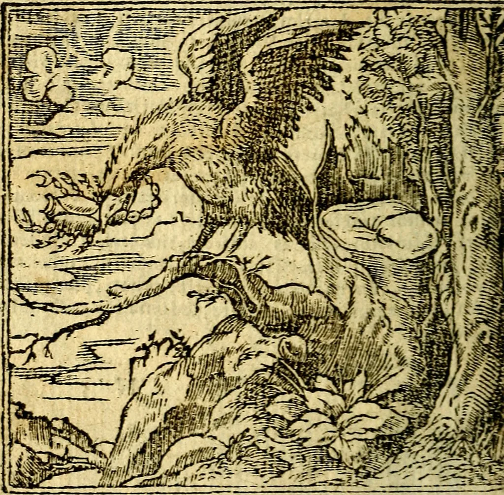 An illustration from Omnia D. And. Alciati Emblemata : ad qvae singula praeter concinnas acutásque inscriptiones, lepidas & expressas imagines, ac caetera omnia, quae prioribus nostris editionibus cùm ad eorum distinctionem, tum ad ornatum & correctionem adhibita continebantur, : nunc primùm perelegantia persubtiliaq́ [ue], 1564, leaf 199