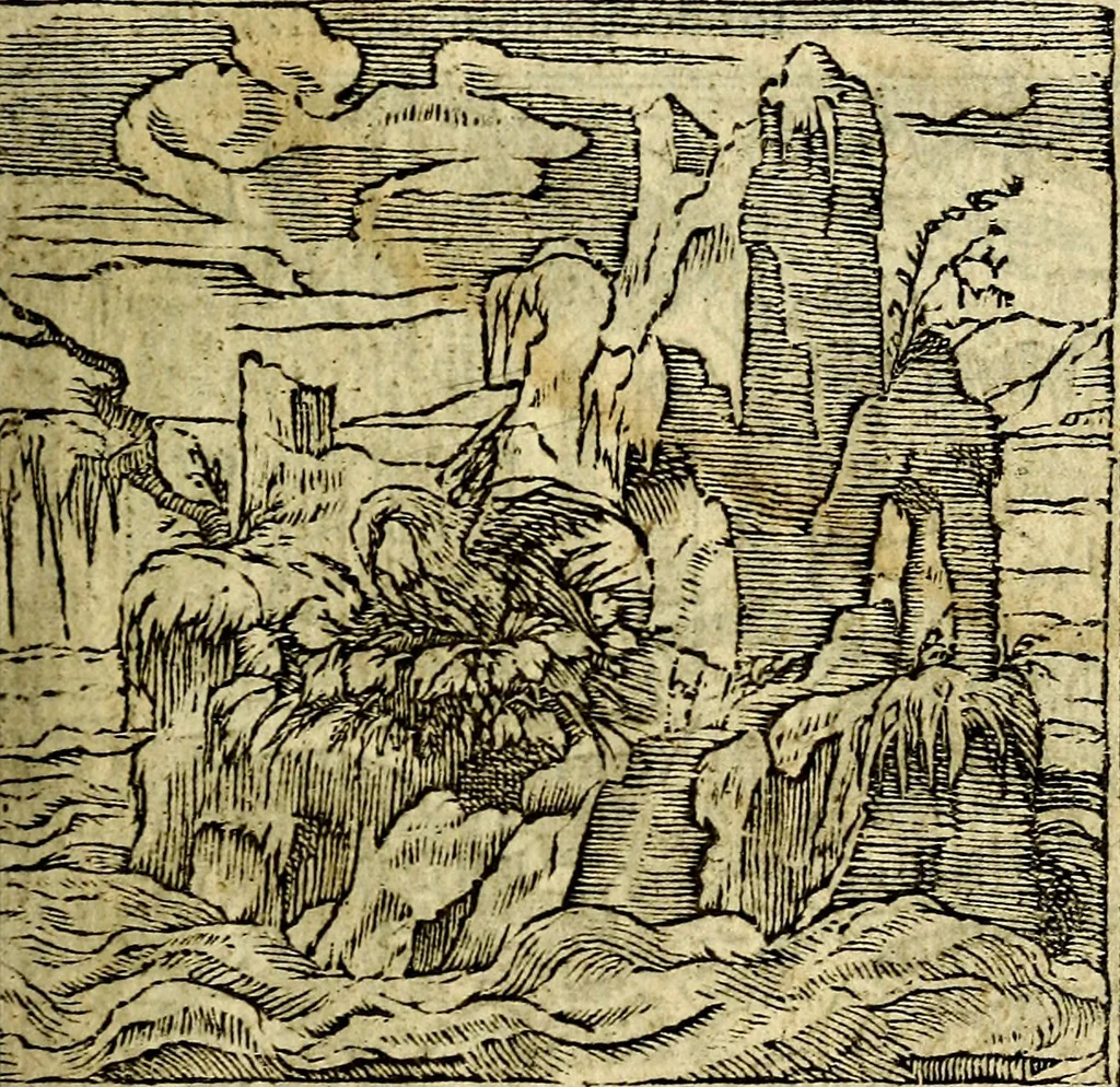 An illustration from Omnia D. And. Alciati Emblemata : ad qvae singula praeter concinnas acutásque inscriptiones, lepidas & expressas imagines, ac caetera omnia, quae prioribus nostris editionibus cùm ad eorum distinctionem, tum ad ornatum & correctionem adhibita continebantur, : nunc primùm perelegantia persubtiliaq́ [ue], 1564, leaf 206