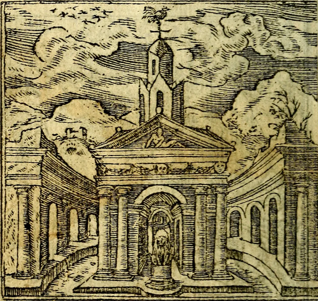 An illustration from Omnia D. And. Alciati Emblemata : ad qvae singula praeter concinnas acutásque inscriptiones, lepidas & expressas imagines, ac caetera omnia, quae prioribus nostris editionibus cùm ad eorum distinctionem, tum ad ornatum & correctionem adhibita continebantur, : nunc primùm perelegantia persubtiliaq́ [ue], 1564, leaf 21