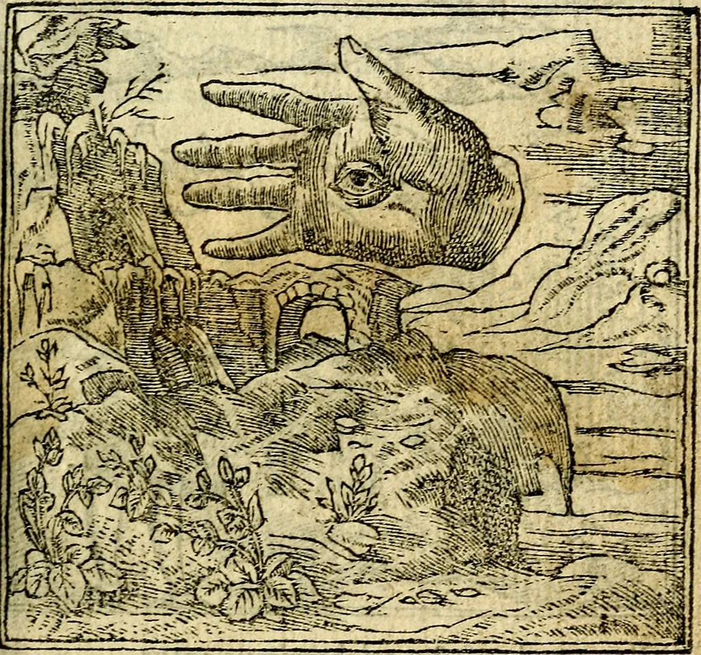 An illustration from Omnia D. And. Alciati Emblemata : ad qvae singula praeter concinnas acutásque inscriptiones, lepidas & expressas imagines, ac caetera omnia, quae prioribus nostris editionibus cùm ad eorum distinctionem, tum ad ornatum & correctionem adhibita continebantur, : nunc primùm perelegantia persubtiliaq́ [ue], 1564, leaf 22