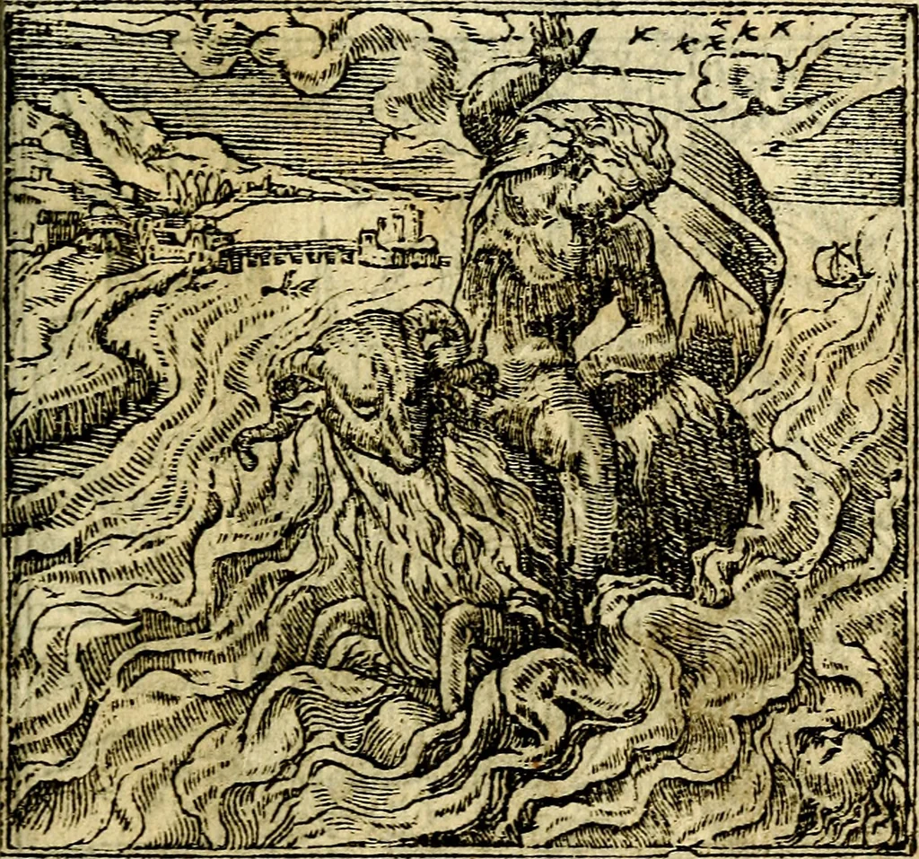 An illustration from Omnia D. And. Alciati Emblemata : ad qvae singula praeter concinnas acutásque inscriptiones, lepidas & expressas imagines, ac caetera omnia, quae prioribus nostris editionibus cùm ad eorum distinctionem, tum ad ornatum & correctionem adhibita continebantur, : nunc primùm perelegantia persubtiliaq́ [ue], 1564, leaf 224