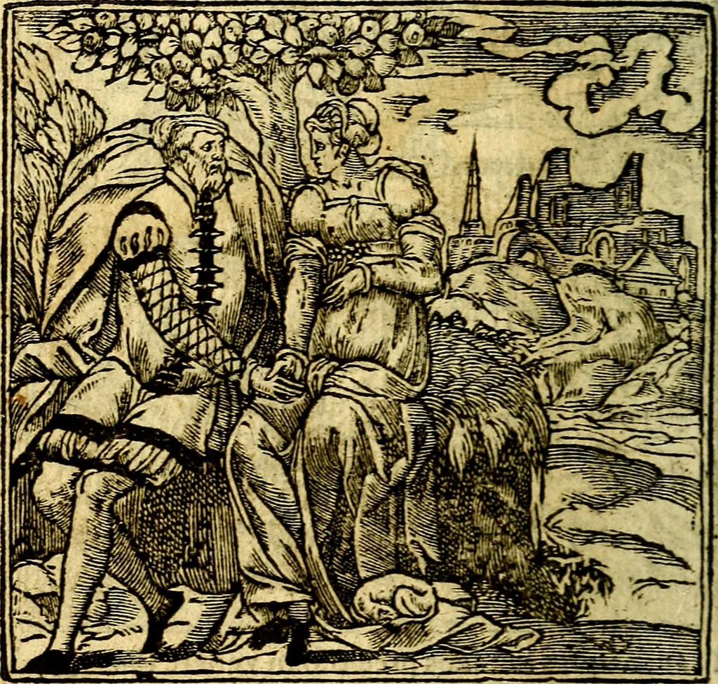 An illustration from Omnia D. And. Alciati Emblemata : ad qvae singula praeter concinnas acutásque inscriptiones, lepidas & expressas imagines, ac caetera omnia, quae prioribus nostris editionibus cùm ad eorum distinctionem, tum ad ornatum & correctionem adhibita continebantur, : nunc primùm perelegantia persubtiliaq́ [ue], 1564, leaf 225