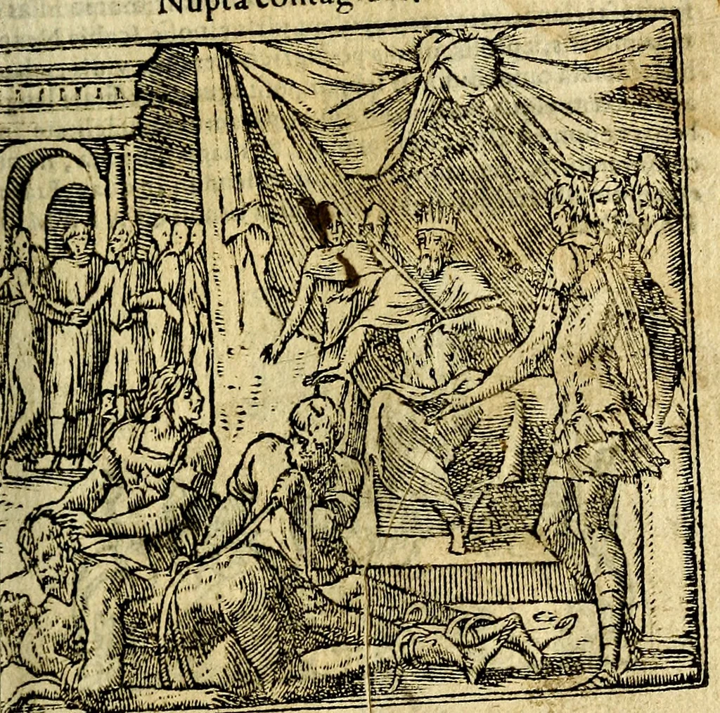 An illustration from Omnia D. And. Alciati Emblemata : ad qvae singula praeter concinnas acutásque inscriptiones, lepidas & expressas imagines, ac caetera omnia, quae prioribus nostris editionibus cùm ad eorum distinctionem, tum ad ornatum & correctionem adhibita continebantur, : nunc primùm perelegantia persubtiliaq́ [ue], 1564, leaf 234