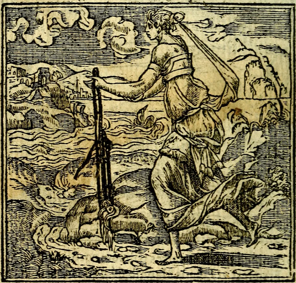 An illustration from Omnia D. And. Alciati Emblemata : ad qvae singula praeter concinnas acutásque inscriptiones, lepidas & expressas imagines, ac caetera omnia, quae prioribus nostris editionibus cùm ad eorum distinctionem, tum ad ornatum & correctionem adhibita continebantur, : nunc primùm perelegantia persubtiliaq́ [ue], 1564, leaf 35