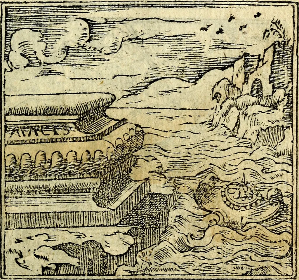 An illustration from Omnia D. And. Alciati Emblemata : ad qvae singula praeter concinnas acutásque inscriptiones, lepidas & expressas imagines, ac caetera omnia, quae prioribus nostris editionibus cùm ad eorum distinctionem, tum ad ornatum & correctionem adhibita continebantur, : nunc primùm perelegantia persubtiliaq́ [ue], 1564, leaf 36