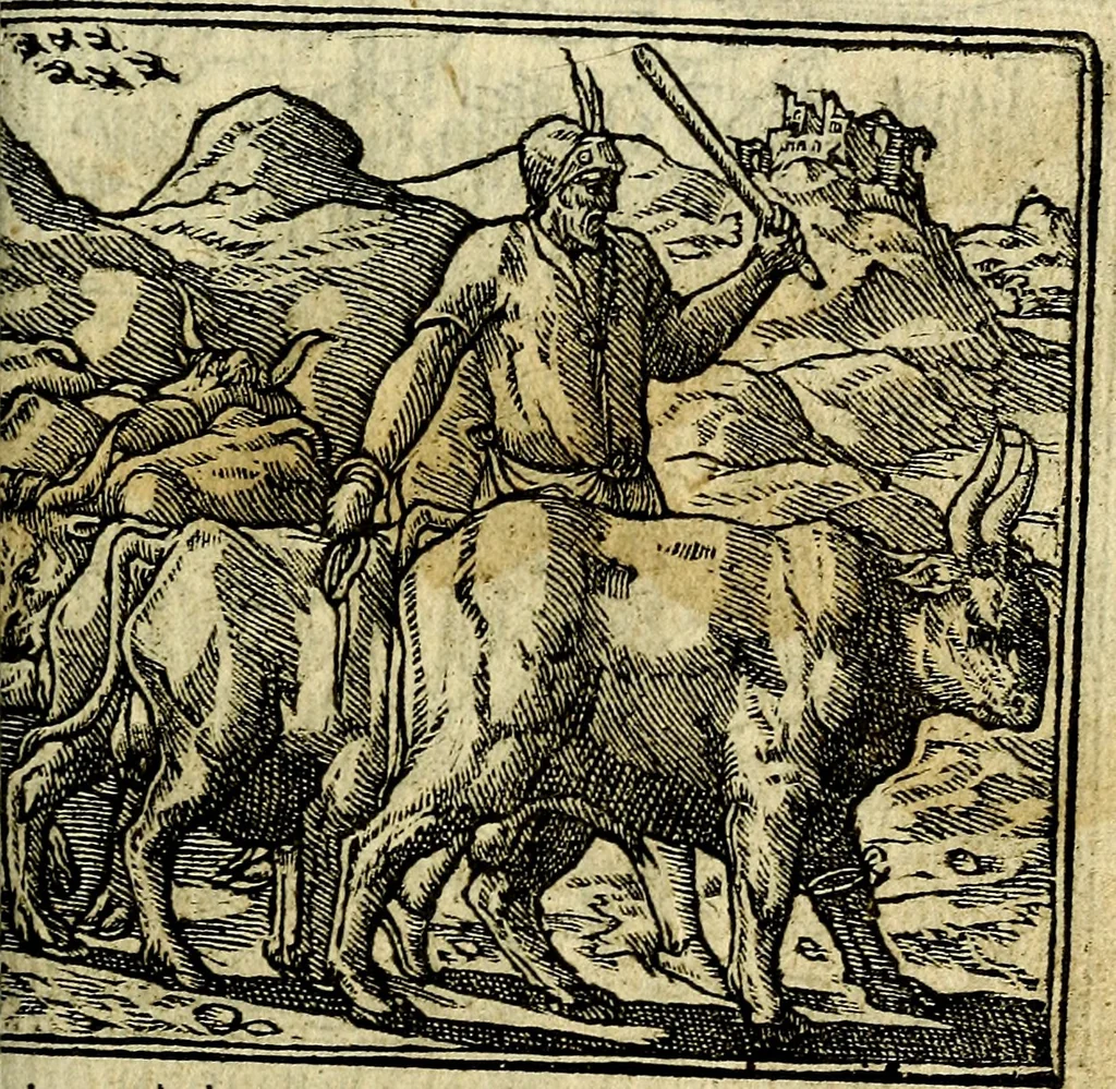 An illustration from Omnia D. And. Alciati Emblemata : ad qvae singula praeter concinnas acutásque inscriptiones, lepidas & expressas imagines, ac caetera omnia, quae prioribus nostris editionibus cùm ad eorum distinctionem, tum ad ornatum & correctionem adhibita continebantur, : nunc primùm perelegantia persubtiliaq́ [ue], 1564, leaf 42