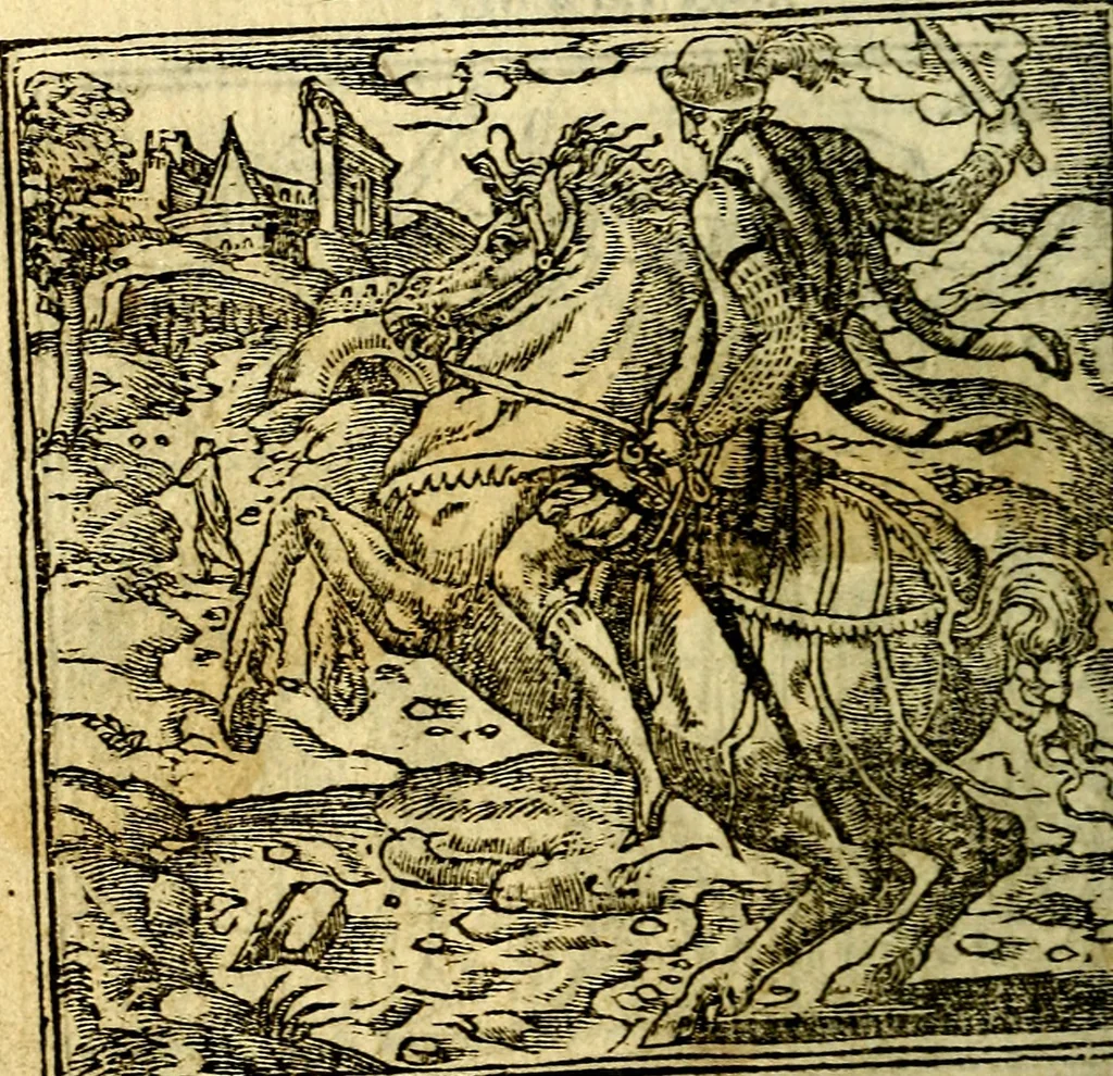 An illustration from Omnia D. And. Alciati Emblemata : ad qvae singula praeter concinnas acutásque inscriptiones, lepidas & expressas imagines, ac caetera omnia, quae prioribus nostris editionibus cùm ad eorum distinctionem, tum ad ornatum & correctionem adhibita continebantur, : nunc primùm perelegantia persubtiliaq́ [ue], 1564, leaf 43