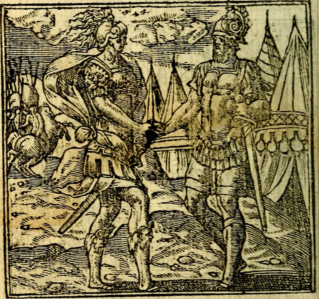 An illustration from Omnia D. And. Alciati Emblemata : ad qvae singula praeter concinnas acutásque inscriptiones, lepidas & expressas imagines, ac caetera omnia, quae prioribus nostris editionibus cùm ad eorum distinctionem, tum ad ornatum & correctionem adhibita continebantur, : nunc primùm perelegantia persubtiliaq́ [ue], 1564, leaf 47