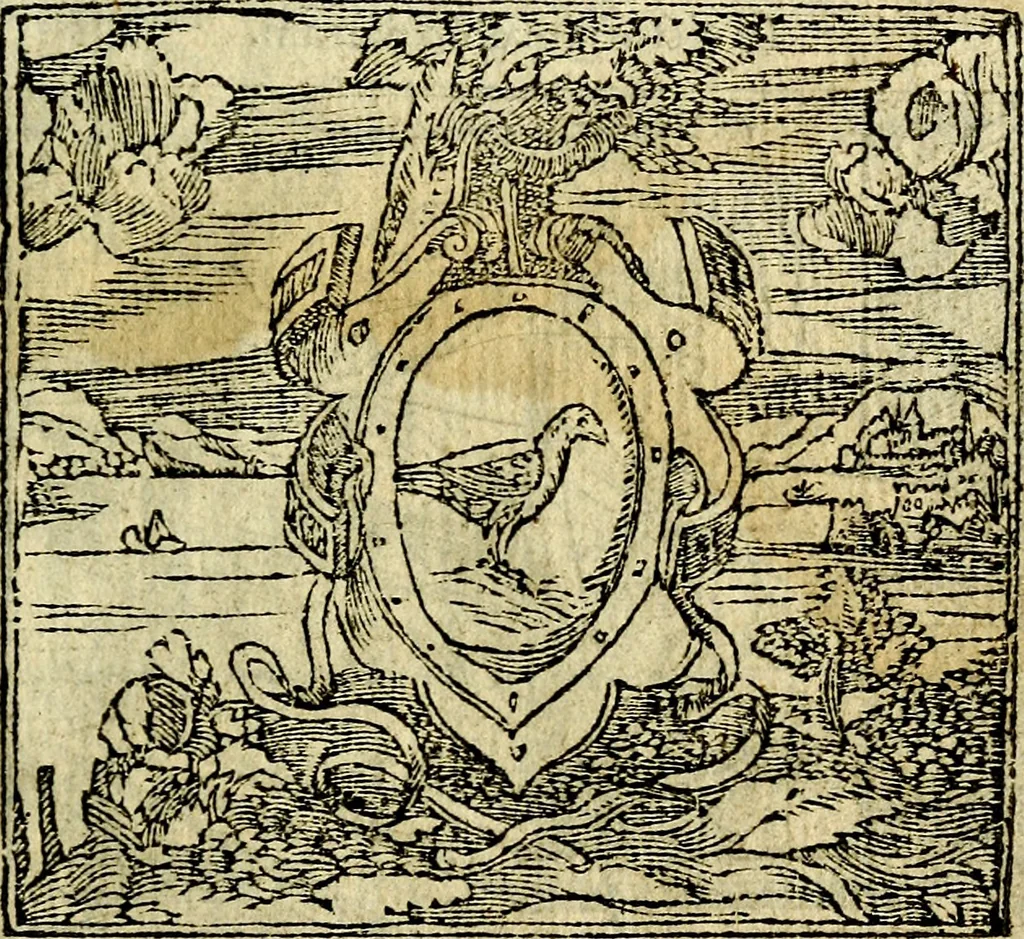 An illustration from Omnia D. And. Alciati Emblemata : ad qvae singula praeter concinnas acutásque inscriptiones, lepidas & expressas imagines, ac caetera omnia, quae prioribus nostris editionibus cùm ad eorum distinctionem, tum ad ornatum & correctionem adhibita continebantur, : nunc primùm perelegantia persubtiliaq́ [ue], 1564, leaf 56