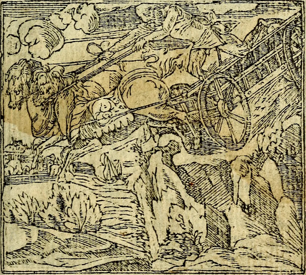 An illustration from Omnia D. And. Alciati Emblemata : ad qvae singula praeter concinnas acutásque inscriptiones, lepidas & expressas imagines, ac caetera omnia, quae prioribus nostris editionibus cùm ad eorum distinctionem, tum ad ornatum & correctionem adhibita continebantur, : nunc primùm perelegantia persubtiliaq́ [ue], 1564, leaf 64