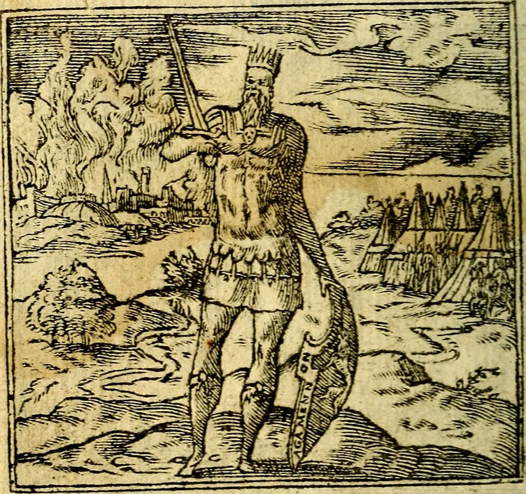 An illustration from Omnia D. And. Alciati Emblemata : ad qvae singula praeter concinnas acutásque inscriptiones, lepidas & expressas imagines, ac caetera omnia, quae prioribus nostris editionibus cùm ad eorum distinctionem, tum ad ornatum & correctionem adhibita continebantur, : nunc primùm perelegantia persubtiliaq́ [ue], 1564, leaf 65