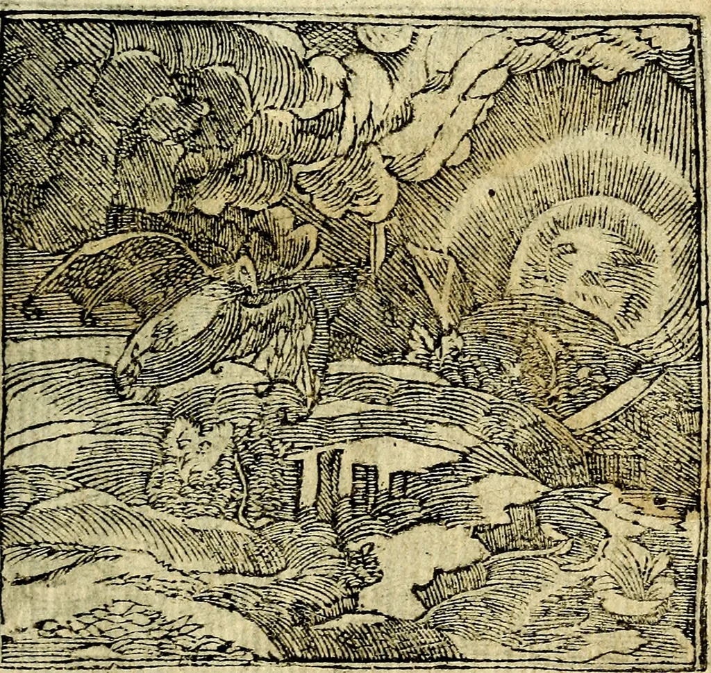 An illustration from Omnia D. And. Alciati Emblemata : ad qvae singula praeter concinnas acutásque inscriptiones, lepidas & expressas imagines, ac caetera omnia, quae prioribus nostris editionibus cùm ad eorum distinctionem, tum ad ornatum & correctionem adhibita continebantur, : nunc primùm perelegantia persubtiliaq́ [ue], 1564, leaf 70