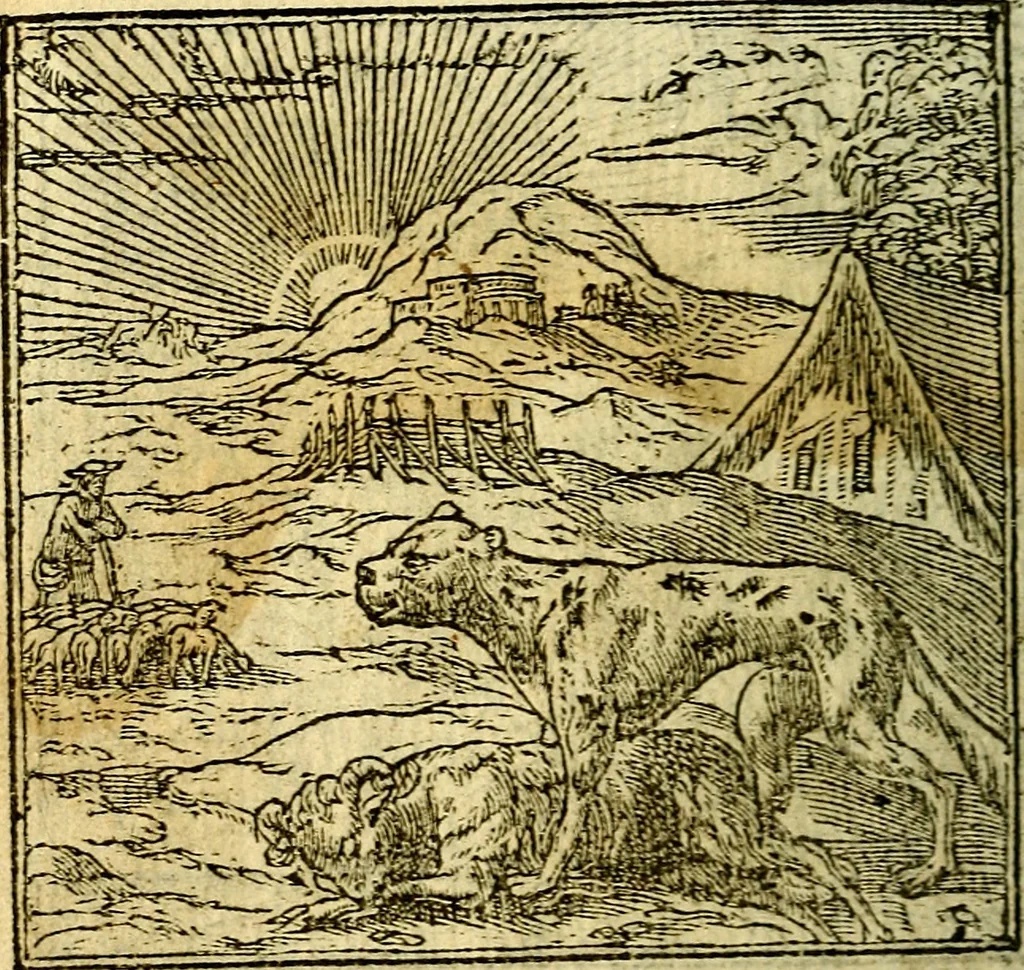 An illustration from Omnia D. And. Alciati Emblemata : ad qvae singula praeter concinnas acutásque inscriptiones, lepidas & expressas imagines, ac caetera omnia, quae prioribus nostris editionibus cùm ad eorum distinctionem, tum ad ornatum & correctionem adhibita continebantur, : nunc primùm perelegantia persubtiliaq́ [ue], 1564, leaf 75