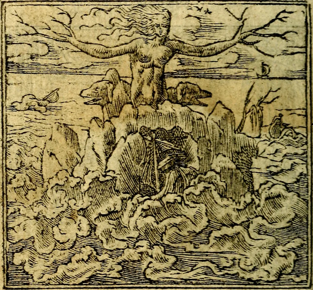 An illustration from Omnia D. And. Alciati Emblemata : ad qvae singula praeter concinnas acutásque inscriptiones, lepidas & expressas imagines, ac caetera omnia, quae prioribus nostris editionibus cùm ad eorum distinctionem, tum ad ornatum & correctionem adhibita continebantur, : nunc primùm perelegantia persubtiliaq́ [ue], 1564, leaf 77