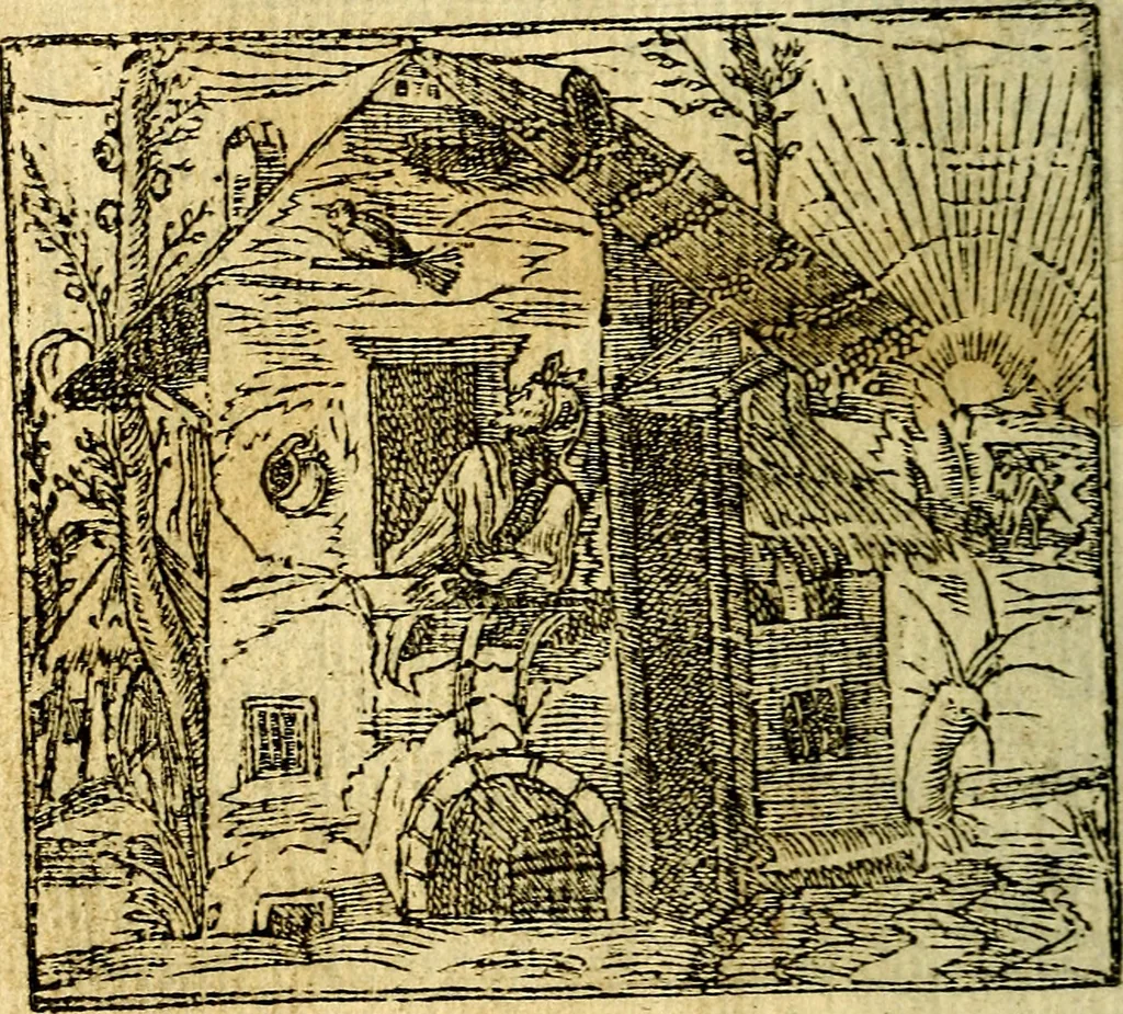 An illustration from Omnia D. And. Alciati Emblemata : ad qvae singula praeter concinnas acutásque inscriptiones, lepidas & expressas imagines, ac caetera omnia, quae prioribus nostris editionibus cùm ad eorum distinctionem, tum ad ornatum & correctionem adhibita continebantur, : nunc primùm perelegantia persubtiliaq́ [ue], 1564, leaf 79