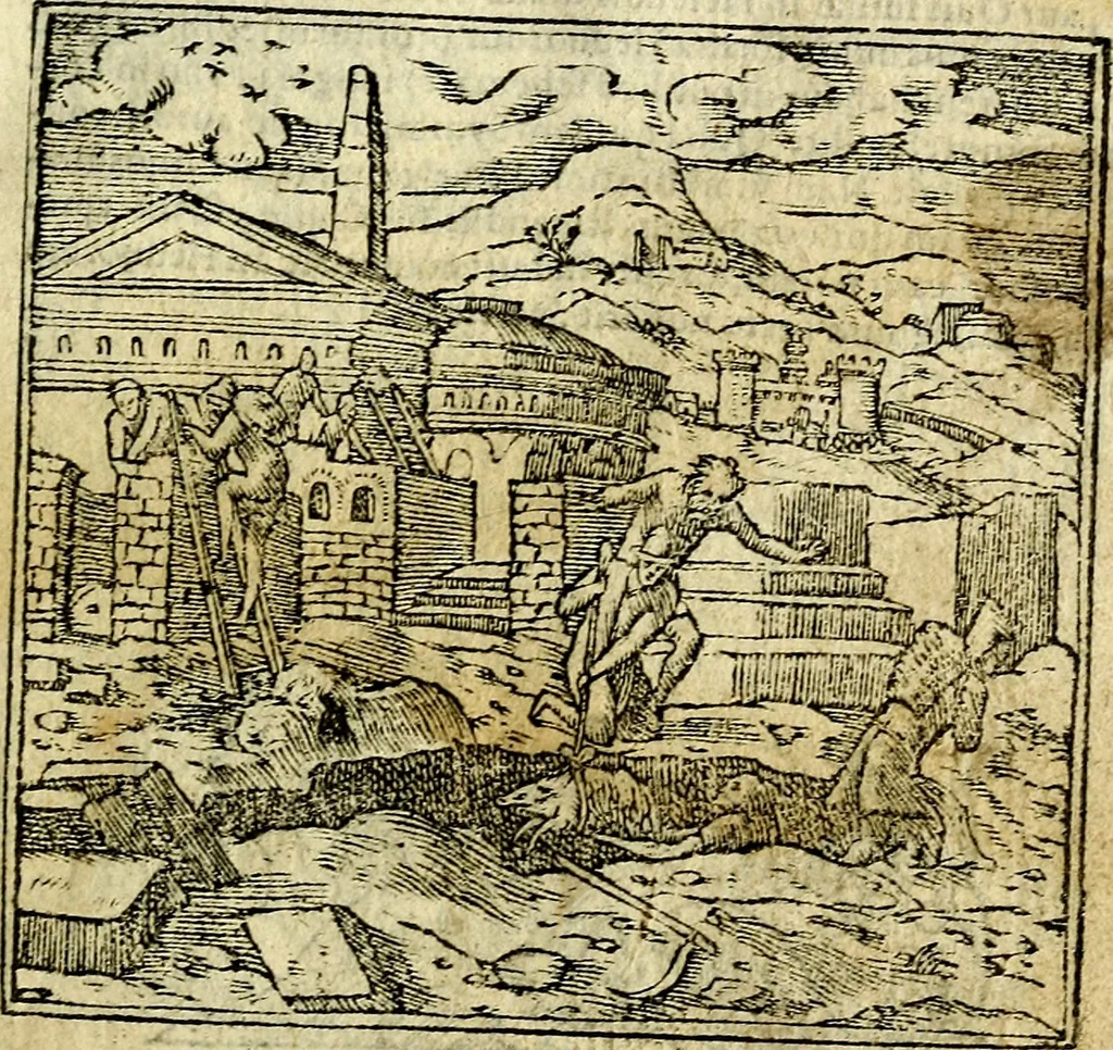 An illustration from Omnia D. And. Alciati Emblemata : ad qvae singula praeter concinnas acutásque inscriptiones, lepidas & expressas imagines, ac caetera omnia, quae prioribus nostris editionibus cùm ad eorum distinctionem, tum ad ornatum & correctionem adhibita continebantur, : nunc primùm perelegantia persubtiliaq́ [ue], 1564, leaf 8