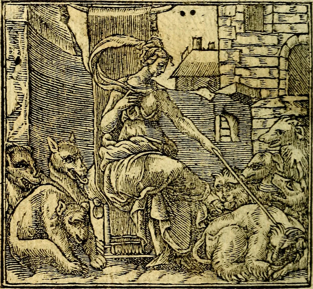 An illustration from Omnia D. And. Alciati Emblemata : ad qvae singula praeter concinnas acutásque inscriptiones, lepidas & expressas imagines, ac caetera omnia, quae prioribus nostris editionibus cùm ad eorum distinctionem, tum ad ornatum & correctionem adhibita continebantur, : nunc primùm perelegantia persubtiliaq́ [ue], 1564, leaf 83