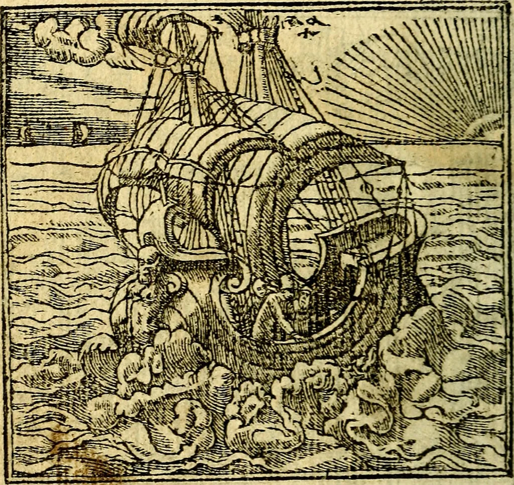 An illustration from Omnia D. And. Alciati Emblemata : ad qvae singula praeter concinnas acutásque inscriptiones, lepidas & expressas imagines, ac caetera omnia, quae prioribus nostris editionibus cùm ad eorum distinctionem, tum ad ornatum & correctionem adhibita continebantur, : nunc primùm perelegantia persubtiliaq́ [ue], 1564, leaf 91
