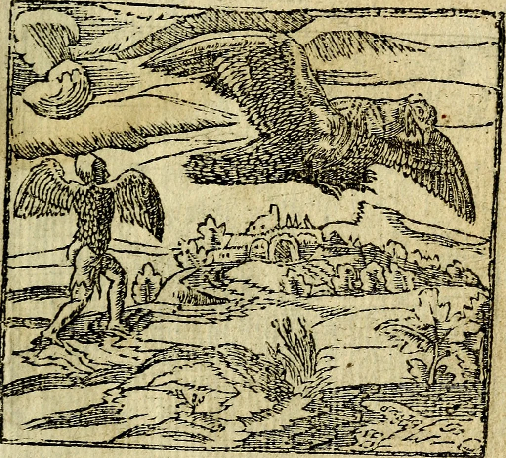 An illustration from Omnia D. And. Alciati Emblemata : ad qvae singula praeter concinnas acutásque inscriptiones, lepidas & expressas imagines, ac caetera omnia, quae prioribus nostris editionibus cùm ad eorum distinctionem, tum ad ornatum & correctionem adhibita continebantur, : nunc primùm perelegantia persubtiliaq́ [ue], 1564, leaf 92