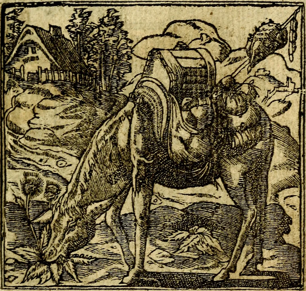 An illustration from Omnia D. And. Alciati Emblemata : ad qvae singula praeter concinnas acutásque inscriptiones, lepidas & expressas imagines, ac caetera omnia, quae prioribus nostris editionibus cùm ad eorum distinctionem, tum ad ornatum & correctionem adhibita continebantur, : nunc primùm perelegantia persubtiliaq́ [ue], 1564, leaf 94