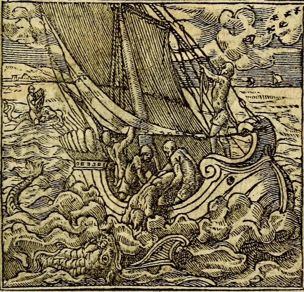 An illustration from Omnia D. And. Alciati Emblemata : ad qvae singula praeter concinnas acutásque inscriptiones, lepidas & expressas imagines, ac caetera omnia, quae prioribus nostris editionibus cùm ad eorum distinctionem, tum ad ornatum & correctionem adhibita continebantur, : nunc primùm perelegantia persubtiliaq́ [ue], 1564, leaf 98