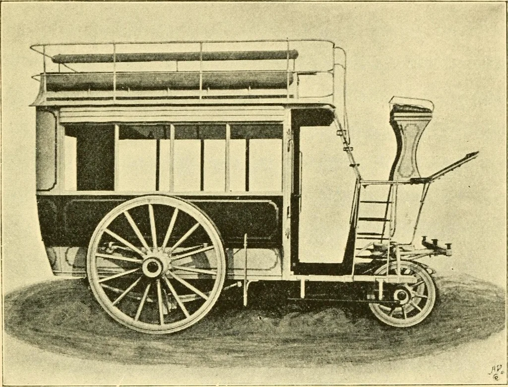 An illustration from Omnibuses and cabs : their origin and history, 1902, leaf 122