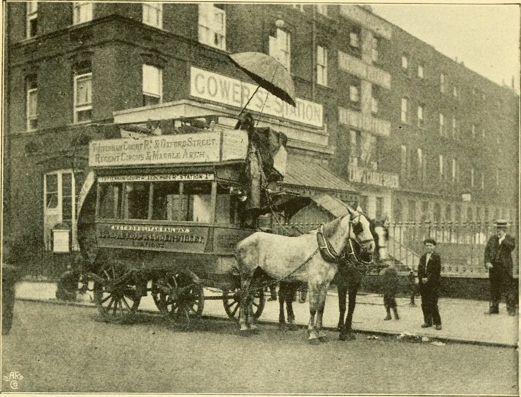 An illustration from Omnibuses and cabs : their origin and history, 1902, leaf 128
