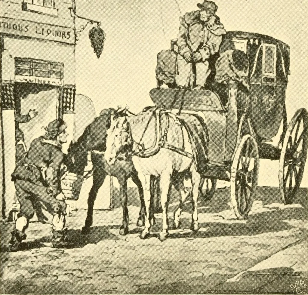 An illustration from Omnibuses and cabs : their origin and history, 1902, leaf 213
