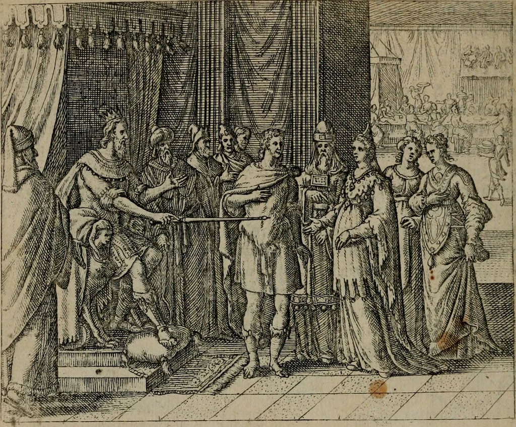 An illustration from Omnium virtutum christianarum exemplo Dauidis : pastoris, militis, ducis, exsulis ac prophetae longe praestantissimi nobis adumbratarum speculum purum ac pellucidum, omnibus & singulis piè ac Christianè vivere volentibus perutile ac necessarium : quod etiam figuris Aeneis perpulchris ac artificiosis adornatum, 1632, leaf 35
