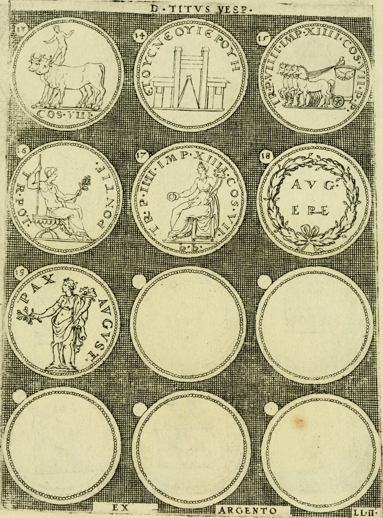 An illustration from Omnivm Caesarvm verissimae imagines ex antiqvis nvmismatis desvmptae : addita per brevi civvsqve vitae descriptiones ac diligenti eorvm qvae reperiri potvervnt nvmismatvm aversae partis delineatione ..., 1554, leaf 101