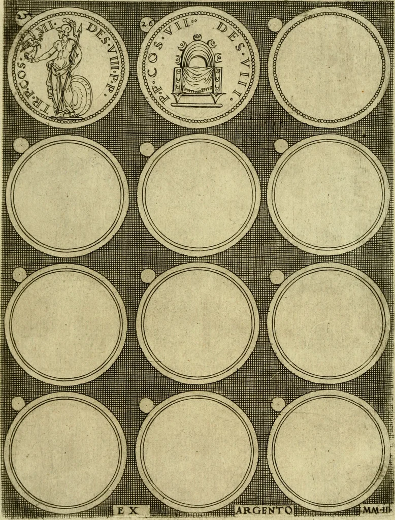 An illustration from Omnivm Caesarvm verissimae imagines ex antiqvis nvmismatis desvmptae : addita per brevi civvsqve vitae descriptiones ac diligenti eorvm qvae reperiri potvervnt nvmismatvm aversae partis delineatione ..., 1554, leaf 111