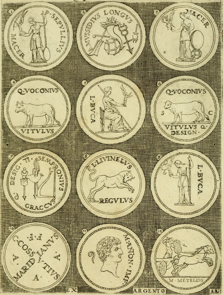 An illustration from Omnivm Caesarvm verissimae imagines ex antiqvis nvmismatis desvmptae : addita per brevi civvsqve vitae descriptiones ac diligenti eorvm qvae reperiri potvervnt nvmismatvm aversae partis delineatione ..., 1554, leaf 13