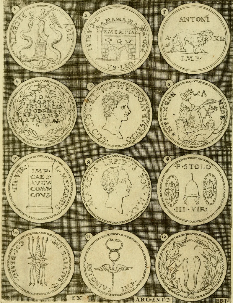 An illustration from Omnivm Caesarvm verissimae imagines ex antiqvis nvmismatis desvmptae : addita per brevi civvsqve vitae descriptiones ac diligenti eorvm qvae reperiri potvervnt nvmismatvm aversae partis delineatione ..., 1554, leaf 23