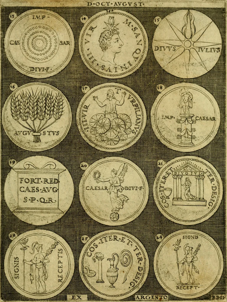 An illustration from Omnivm Caesarvm verissimae imagines ex antiqvis nvmismatis desvmptae : addita per brevi civvsqve vitae descriptiones ac diligenti eorvm qvae reperiri potvervnt nvmismatvm aversae partis delineatione ..., 1554, leaf 26