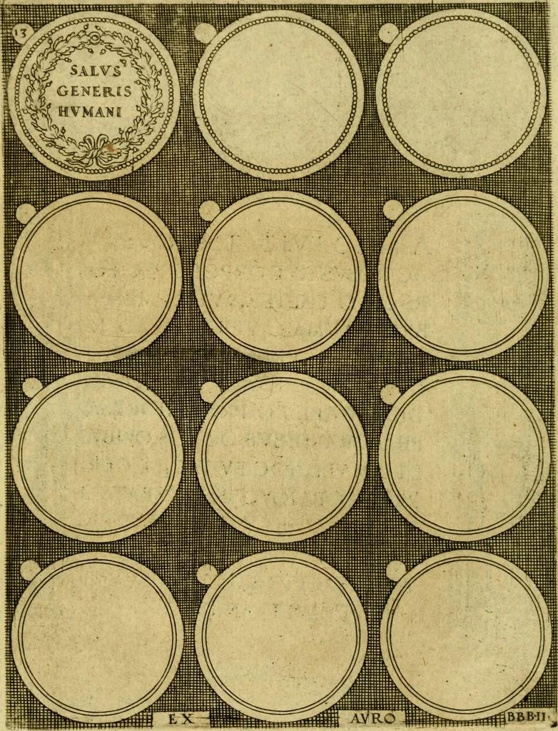 An illustration from Omnivm Caesarvm verissimae imagines ex antiqvis nvmismatis desvmptae : addita per brevi civvsqve vitae descriptiones ac diligenti eorvm qvae reperiri potvervnt nvmismatvm aversae partis delineatione ..., 1554, leaf 34