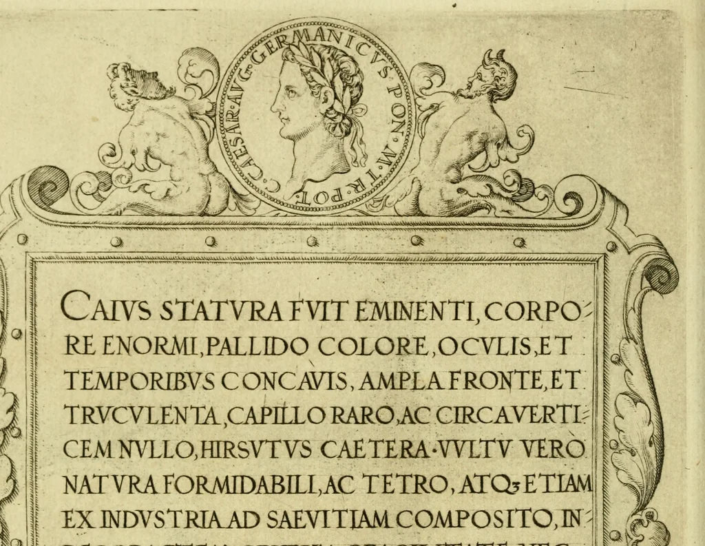 An illustration from Omnivm Caesarvm verissimae imagines ex antiqvis nvmismatis desvmptae : addita per brevi civvsqve vitae descriptiones ac diligenti eorvm qvae reperiri potvervnt nvmismatvm aversae partis delineatione ..., 1554, leaf 43