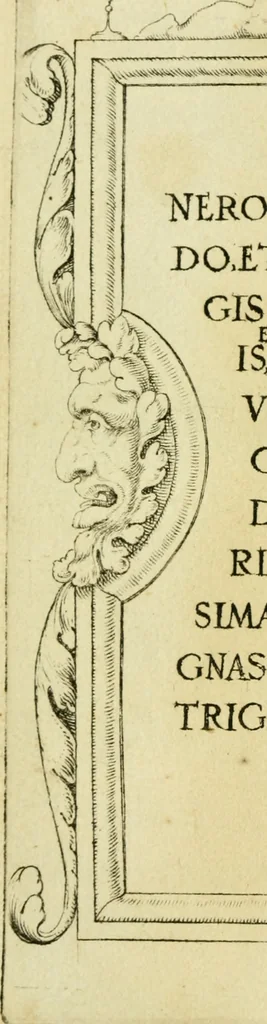 An illustration from Omnivm Caesarvm verissimae imagines ex antiqvis nvmismatis desvmptae : addita per brevi civvsqve vitae descriptiones ac diligenti eorvm qvae reperiri potvervnt nvmismatvm aversae partis delineatione ..., 1554, leaf 57